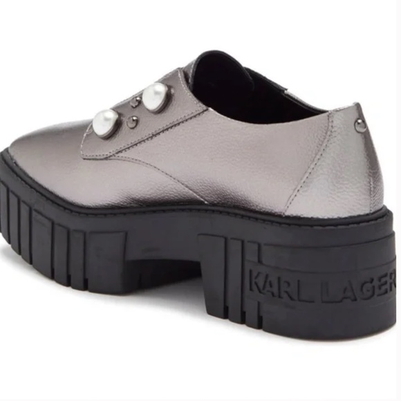 Karl Lagerfeld Paris Raza E21 Womens Platform Slip-On Sneaker Silver - Picture 4 of 5